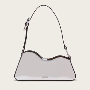cult gaia malvi silver metallic mirrored leather shoulder bag purse statement